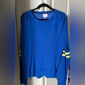 NWT Sundry Blue Long Sleeve Tee with Yellow Stripes